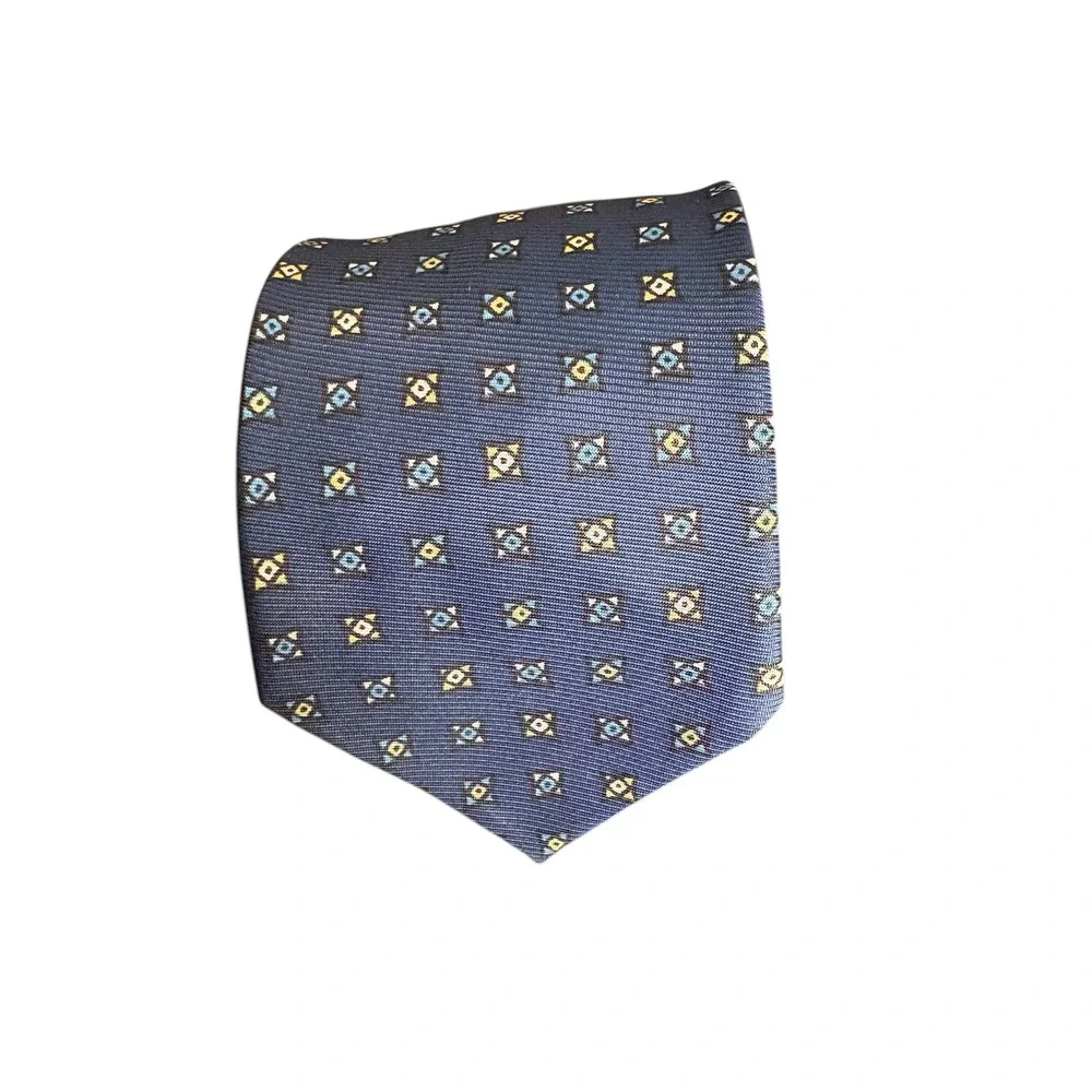 Sears‎ Blue Geometric Slim Tie 55x2.25 Boys Mens Narrow Necktie